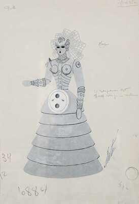 Эрте (Тыртов Роман Петрович). Лот из двух эскизов костюмов «Жених и невеста 3000» для кабаре Les Folies Pigalle